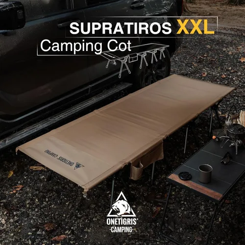 Vista 2 de ONETIGRIS SUPRATIROS - Cuna de campamento, tamaño extra grande con patas Marrón coyote