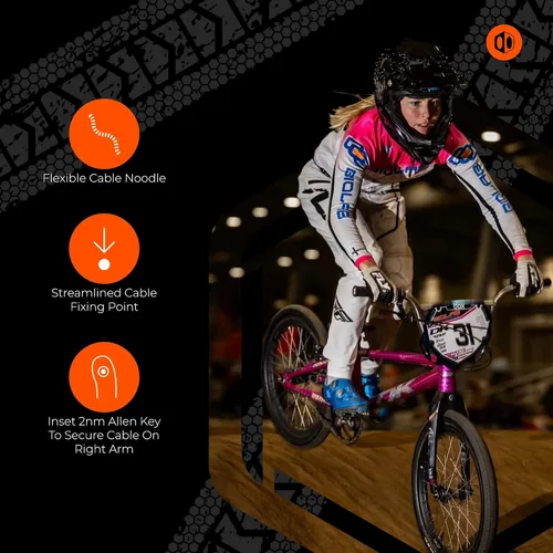 Vista 4 de Box Frenos en V BMX de gran tamaño de 85 o 4.252 in con pivotes de rodamiento sellados, fideos de cable flexible, brazos forjados en frío y perno