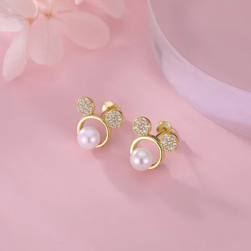 Vista 5 de SLUYNZ Solid 925 Sterling Silver Sparkling CZ Mouse Studs Earrings for Women Teens Cute Mouse Earrings