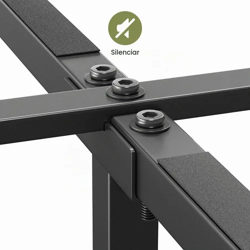 Vista 7 de BONSOIR Base de cama tapizada de color gris de tamaño matrimonial, con plataforma tradicional tapizada de perfil bajo con cabecera copetuda