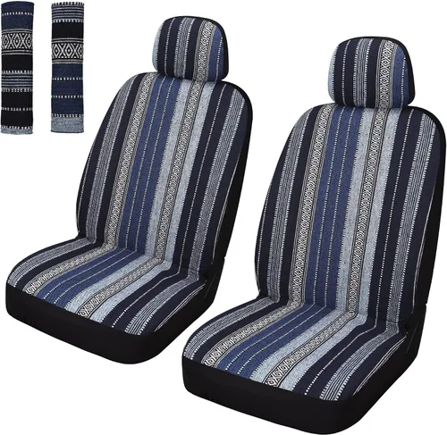 Vista 7 de Pariitadin Baja - Fundas para asientos de automóvil tipo manta de montura, juego completo con almohadillas para cinturón de seguridad, fundas