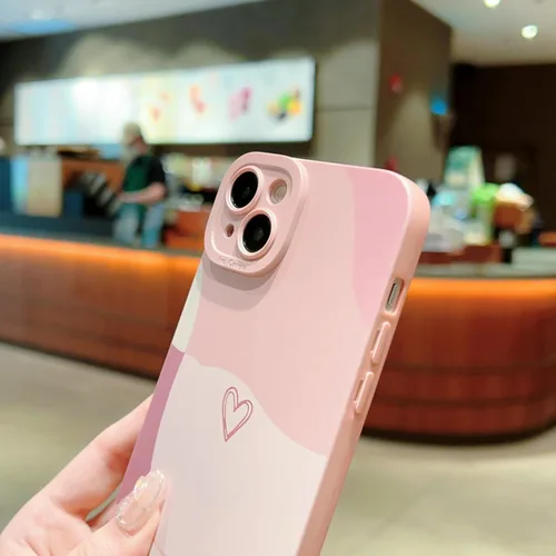 Vista 6 de Funda para teléfono compatible con iPhone 15 Plus de 6.7 pulgadas, bonito patrón de corazón pintado con diseño de corazón, protector completo