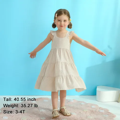 Vista 2 de Vestido de princesa sin mangas con diseño de arco iris para niñas pequeñas vestido de playa con mariposas