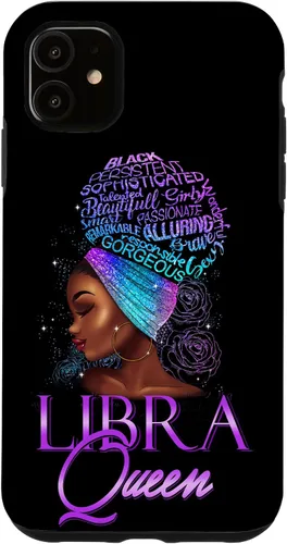 Vista 8 de Purple Libra Queen African American Woman Septiembre Octubre Funda para iPhone 17