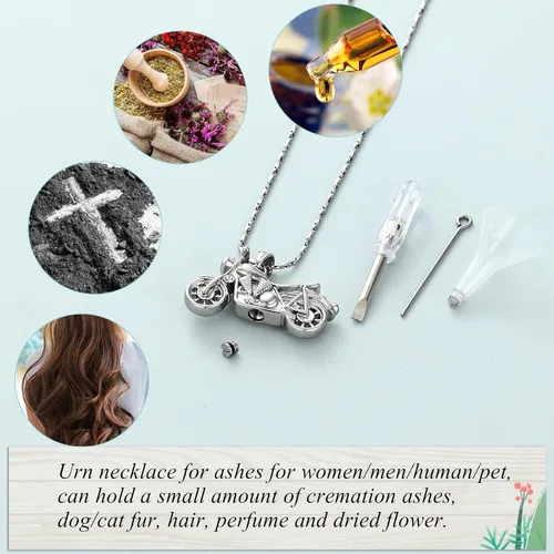 Vista 8 de Imrsanl Joyería de cremación para cenizas, motocicleta, automóvil pequeño, collar de urna de tractor para cenizas para hombres, recuerdo