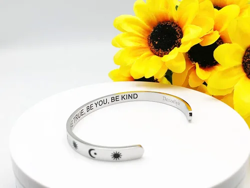 Vista 140 de Pulseras inspiradoras para mujer, joyería de acero inoxidable, con refranes, pulsera motivacional con mensaje oculto, pulseras grabadas para mejor