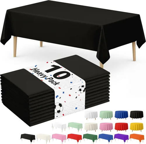 Vista 26 de Fixwal Mantel de plástico negro desechable de 54 x 108 pulgadas, mantel rectangular impermeable, paquete de 5 para graduación, decoración de fiesta