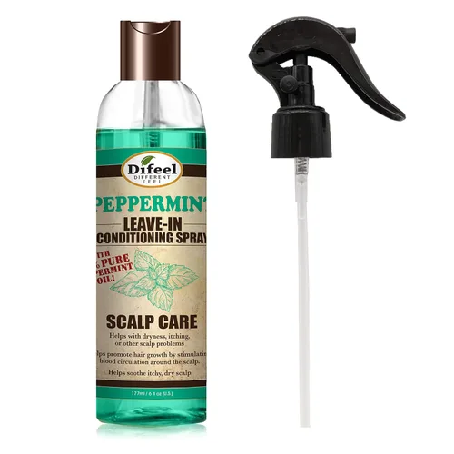 Vista 6 de Difeel Spray acondicionador sin enjuague para el cuidado del cuero cabelludo con aceite de menta 100% puro, 6 onzas