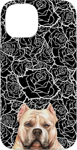 Vista 4 de American Bulldog Bully Dog Rose Flower Black White Pattern Case for iPhone 17