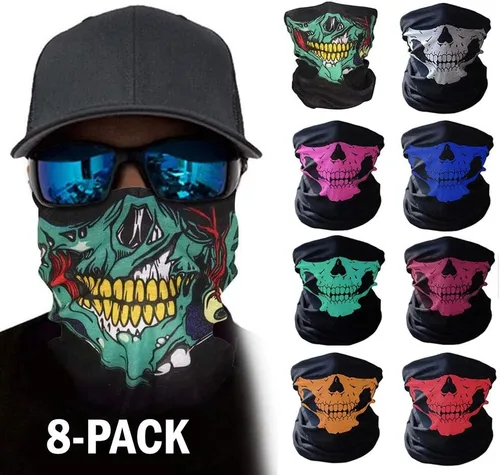 Vista 8 de 8 máscaras faciales de calavera, pasamontañas, fantasma, motociclista, bandana para motocicleta, bufanda mágica, a prueba de polvo, calentador