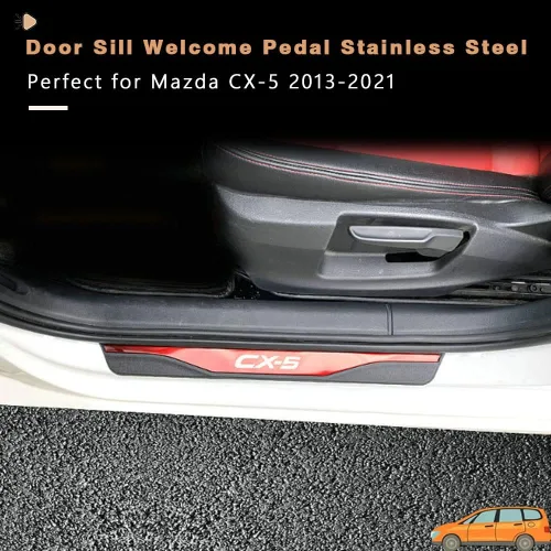Vista 2 de para Mazda CX-5 CX5 2013-2025 4 piezas de acero inoxidable defensa del umbral de la puerta antiarañazos protector de parachoques puerta cubierta Rojo