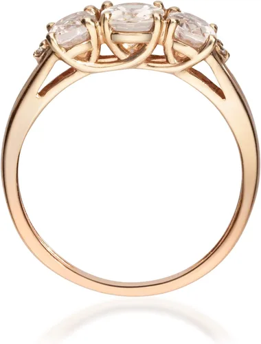 Vista 2 de Gin & Grace Anillo de compromiso de oro rosa de 10 quilates con diamantes de morganita natural de 3 piedras para mujer, Oro blanco Gema Piedra