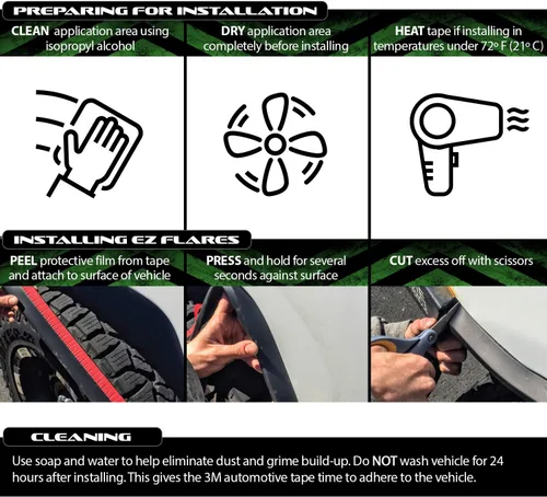 Vista 7 de EZ Flares - Guardabarros de goma de espuma flexible universal para todo terreno de extensión de 1 pulgada