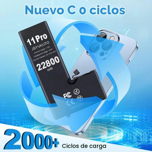 Vista 4 de Batería de 22800 mAh para iPhone 11 Pro, nueva batería de repuesto de 0 ciclos mejorada de mayor capacidad para iPhone 11 Pro con juego completo