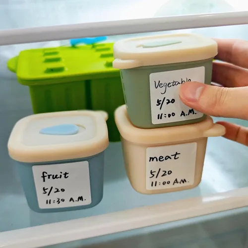 Vista 4 de Recipientes de silicona para alimentos para bebés, tarros reutilizables de almacenamiento de alimentos para bebés de 4 onzas con tapas, perfectos