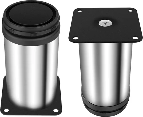 Vista 4 de Anwenk Patas de muebles de acero inoxidable actualizadas de 4 pulgadas, patas ajustables para gabinete, patas de escritorio, patas de mesa, patas