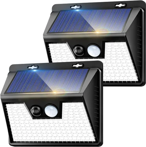 Vista 13 de Luces solares para exteriores, paquete de 1 unidad, 140 LED/3 modos de sensor de movimiento, luces para exteriores, alimentadas por energía solar