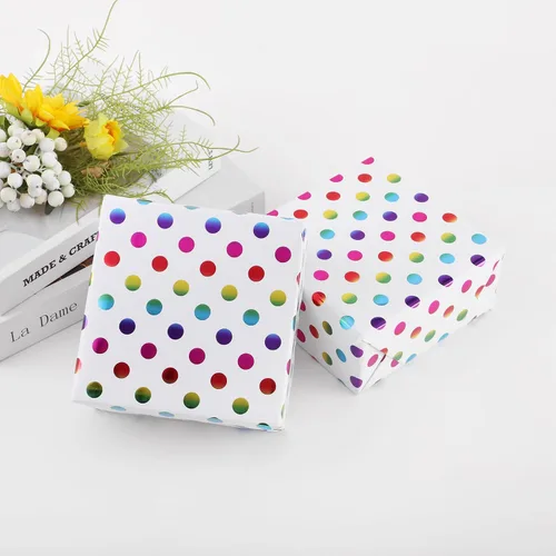 Vista 4 de Miss DuiDui Rollo de papel de regalo de puntos, 17 x 315 pulgadas, papel de regalo con diseño de puntos de aluminio coloridos para fiestas