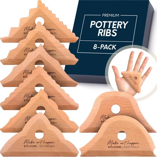 Vista 8 de Byllstore Costillas de cerámica triangular Herramientas moldeadoras de 2 pies Madera de haya maciza Paquete de 2