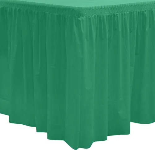 Vista 11 de Party Essentials Falda de mesa de plástico desechable resistente, 1 unidad, 29 pulgadas de ancho x 14 pies (168 pulgadas) de largo, amarillo