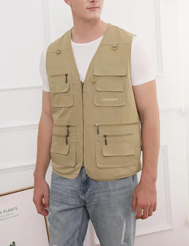 Vista 2 de Gihuo - Chaleco de pesca para hombre, con bolsillos, para viajar, ir de safari o practicar tiro