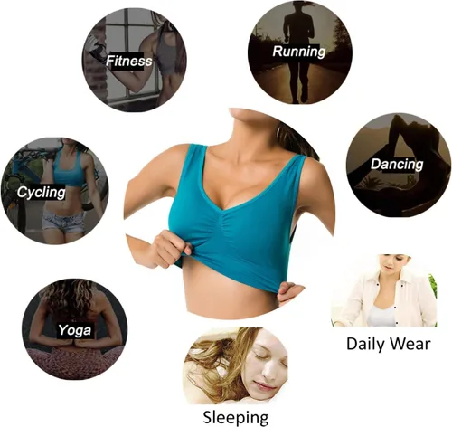 Vista 5 de Cabales Sujetadores sin costuras para mujer, para yoga, fitness, correr, entrenamiento, bajo impacto, con almohadillas extraíbles