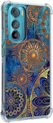 Vista 19 de Funda para Motorola Edge 2022, diseño de flores de mariposa azul, rosa, protección contra caídas, a prueba de golpes, funda protectora de cuerpo