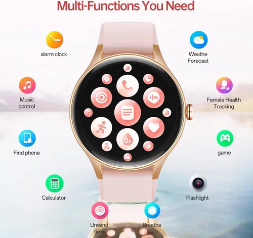 Vista 8 de Woneligo Relojes inteligentes para mujeres, pantalla táctil HD de 1.57" (2 bandas) con Bluetooth para llamadas (hacer/responder), rastreador