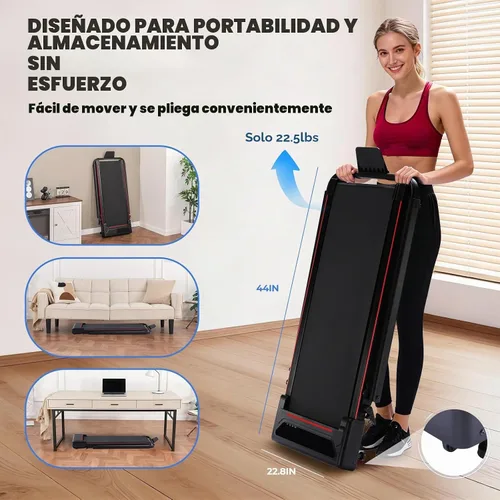 Vista 7 de GORISE Walking Pad Treadmill with Adjustable Height Handle Bar, 3HP Quiet Foldable Under Desk Treadmill, Portable Treadmills for Home 350LBS with