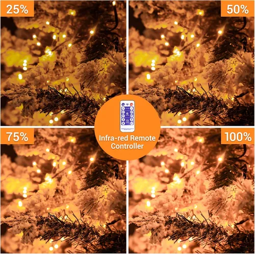 Vista 6 de Grand patio Tira de luces solares para exteriores, 115 pies, 350 LED, impermeable, 8 modos con atenuador y temporizador, luces solares para patio