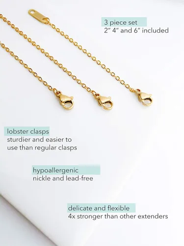 Vista 5 de Altitude Boutique Extensores de collar chapado en oro de 18 quilates delicado collar extensor cadena para mujer juego de 3 piezas, extensiones de 2