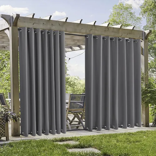 Vista 16 de RYB HOME Cortinas resistentes al viento para exteriores, cortinas opacas impermeables con aislamiento térmico para patio, porche, glorieta, pérgola