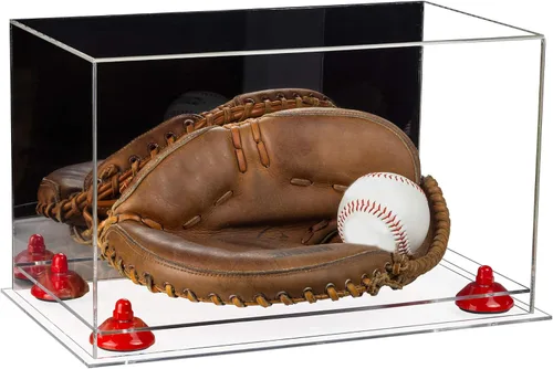 Vista 79 de Better Display Cases Vitrina de guantes de béisbol de acrílico transparente con elevadores negros (A011/V16)