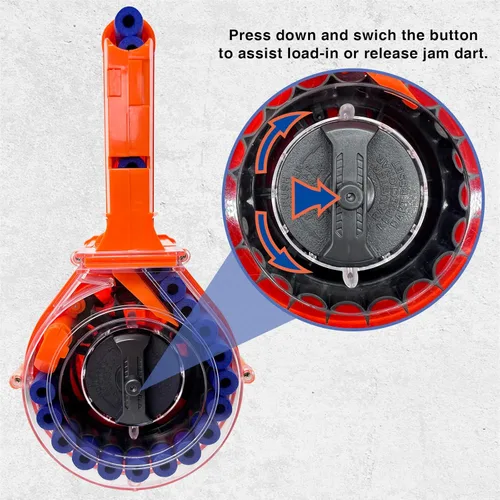 Vista 3 de 25-Round Drum Magazine with 70 Refill Darts Enhanced Performance Accessory Compatible with Nerf N-Strike Elite Series Blasters