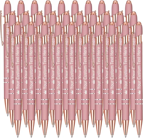 Vista 34 de STREADVE Bolígrafos personalizados personalizados con nombre grabado, logotipo, texto, bolígrafos de escritura suave, regalo personalizado para Negro