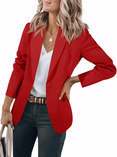 Vista 9 de Cicy Bell Blazers casuales para mujer, de manga larga, para el trabajo Albaricoque