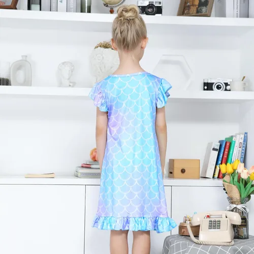Vista 3 de Camisón de noche para niñas, vestido de noche, unicornio, arcoíris, princesa, pijamas, ropa de dormir, camisón