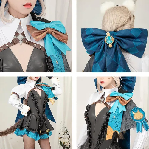 Vista 3 de Lynette - Disfraz de Genshin Impact para Halloween, uniforme de juego de rol para mujer