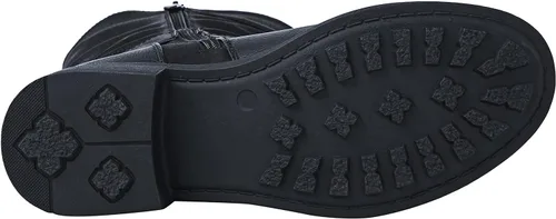 Vista 6 de GLOBALWIN Botas de motociclista de moda de otoño para mujer, botas de media pantorrilla para mujer, tacón bajo