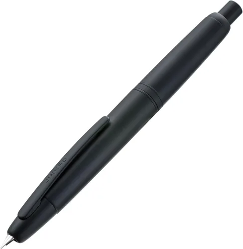 Vista 57 de Jinhao 10 Press Pluma estilográfica con caja, punta mediana retráctil de oro mate cepillado con juego de convertidor de tinta (clip dorado)