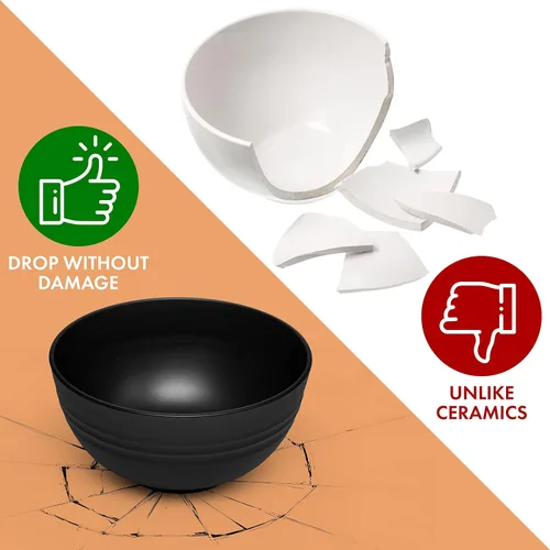 Vista 9 de FOODLE Juego de vajilla de paja de trigo, sin BPA, irrompible, apto para microondas y lavavajillas, alternativa a los platos de plástico, perfecto
