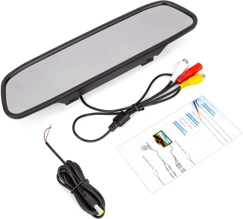 Vista 4 de Monitor de video de coche de 4.3 pulgadas, espejo retrovisor automático, pantalla LCD de 12 V-24 V, montaje universal, espejo de corriente con clip