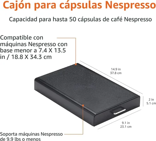 Vista 2 de Amazon Basics – Cajón de almacenamiento de cápsulas de café Nespresso OriginalLine, capacidad de 50 cápsulas, negro