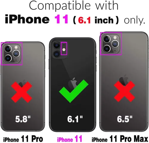 Vista 2 de Asuwish Funda de teléfono para iPhone 11 6.1 con protector de pantalla de vidrio templado y anillo de bloqueo RFID, accesorios para celulares