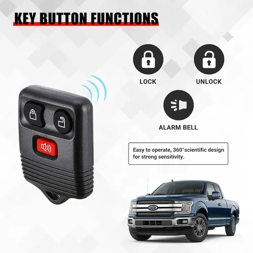 Vista 4 de Llavero para Ford F150 F250 F350 1998-2014, llave remota de automóvil de 3 botones sin llave, PN # CWTWB1U212, fácil programación y diseño duradero