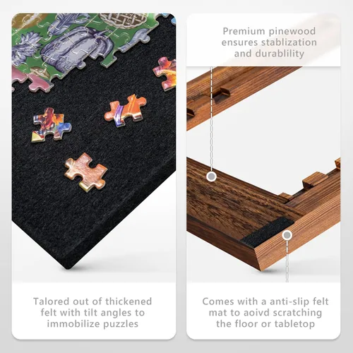 Vista 4 de Tektalk Tablero de Rompecabezas Plegable con Soporte/Base Ajustable de 3 Ángulos, Tapete de Rompecabezas Portátil Ligero con Caballete de Madera