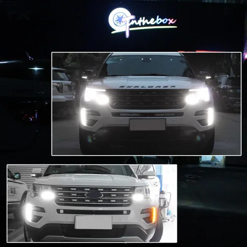 Vista 9 de para 2016 2017 2018 2019 Ford Explorer luces antiniebla de circulación diurna DRL de parachoques delantero lámpara de señal de giro secuencial