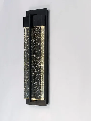Vista 5 de Maxim Lighting Cascade - Aplique de pared grande para exteriores Acabado negro Pantalla de vidrio de burbujas Aplique de pared moderno