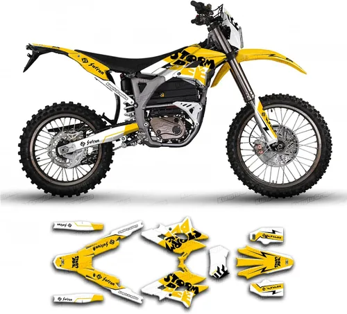 Vista 22 de SRSB21N003-KOR - Kit de calcomanías personalizadas para Surron Sur-Ron Storm Bee, negro y amarillo