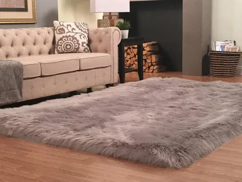 Vista 7 de LAMBZY Colección Lena - Alfombra cuadrada de piel de oveja sintética, súper suave, hipoalergénica, de primera calidad